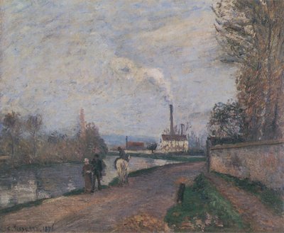 The Oise at Pontoise, Gray Weather by Camille Jacob Pissarro